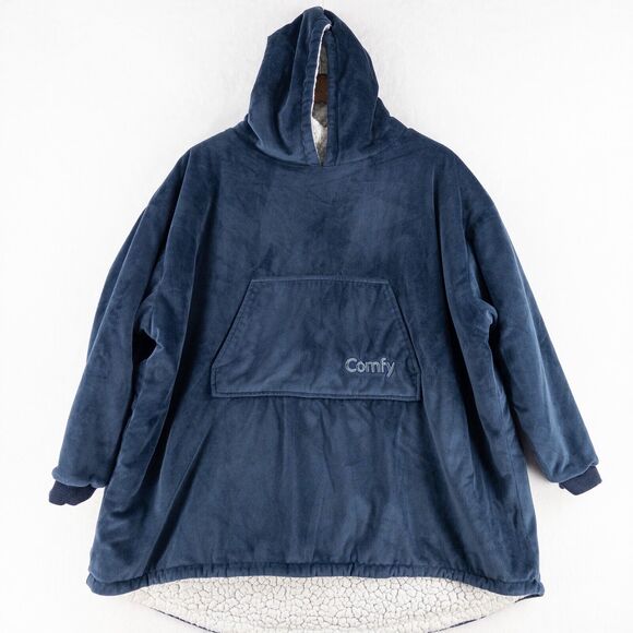 Comfy Jr. Youth Size Oversized Blue Blanket Sherpa One Size Hood - Picture 1 of 11